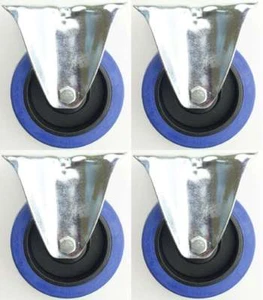 4 Stück SL 100 mm Gummirollen Blue Wheel Bockrollen Schwerlast Transportrollen - Bild 1 von 9