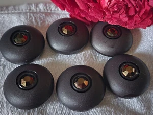Lot 6 boutons vintage parurier resine strass verre marron 2,2 cm ref TA - Picture 1 of 2