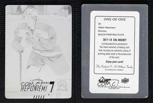2017-18 Upper Deck CHL Printing Plate Black 1/1 Aleksi Heponiemi #80