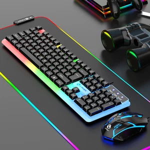 RGB Gaming Tastatur Maus Set Kabelgebunden LED Tasten Mechanisches Gefühl für PC - Bild 1 von 8