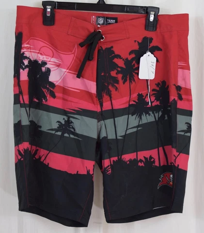 FOCO NFL Mens Team Logo Sunset Swim Boardshorts Tamp Bay Buccaneers Size Medium Cover