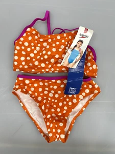 Girls size 14 Speedo 2-Piece Orange Purple Poka Dot Swim Suit NWT Swimsuit - Picture 1 of 1