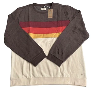 marine layer corbet sunset striped jordan crew sweatshirt XXL chocolate antique - Picture 1 of 9