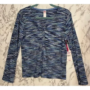 Justice Space Dye Flare Sleeve Top Blue Multiple Sizes - Picture 1 of 50