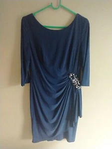 Vintage Alex Abendkleid 8 dunkelblau formell Etui Verzierung Cocktailkleid - Bild 1 von 7