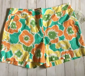 Pantalones Cortos Madison Talla 10 Floral Mod Verde Lino Naranja Nuevos al por menor $36.00 (K53) - Imagen 1 de 5