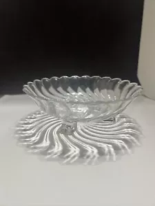 Fostoria Colony Footed Bon Bon 7" 3 Toed Clear Swirl - Picture 1 of 8