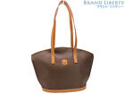 Celine Vintage Macadam Pattern Shoulder Bag Tote Brown Dark Pvc Leather _86300