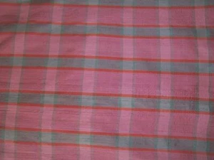 1.94yds PINK SEA FOAM GREEN RED PLAID YUMMY SILK DUPIONI FABRIC - Picture 1 of 1