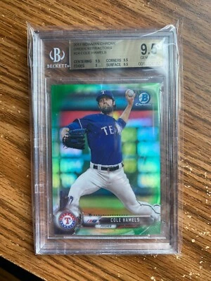 Cole Hamels 2017 Bowman Chrome #24 Green Refractor 33/99 BGS 9.5 - Image 1 of 2