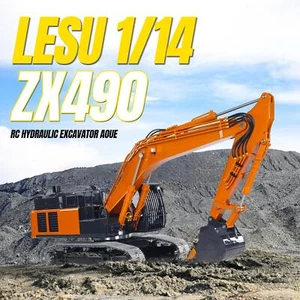 1:14 LESU 2Brazos RC Excavadora Hidráulica Aoue ZX490 RTR Excavadora Pesada Humo Ligero - Imagen 1 de 24