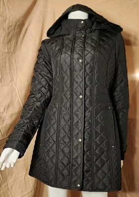 Weatherproof Womens M Black Quilted Mid length W/ Removable Hood Coat - Image 1 of 4