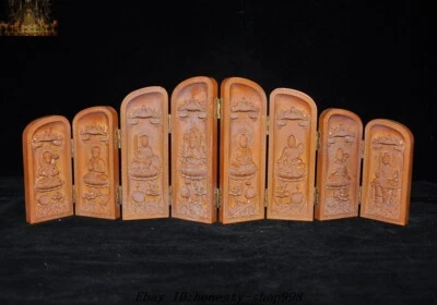 Templo del Tíbet Madera de boj Tallada Guanyin Sakyamuni Fudo Dios Buda Fokan Estatua Foto 1 de 4