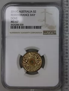 2015 C Mintmark $2 Remembrance Day Dove NGC MS 67 ~ Combine Shipping Available - Picture 1 of 4