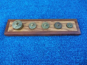Vintage Brass Scale Weights with Wood Case - Picture 1 of 6