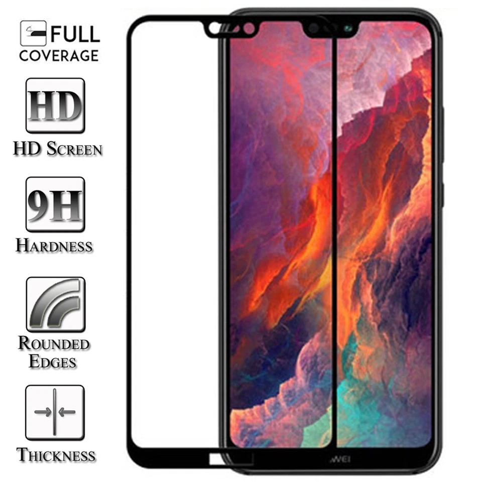 2xCubierta Completa Protector de Pantalla de Vidrio Templado para Huawei Honor 8 8X 9 10 20 Lite Foto 1 de 4
