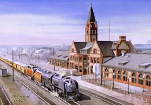 Cheyenne Depot WY Fridge Magnet. Union Pacific Steam Train. James Mann landscape - Picture 1 of 1