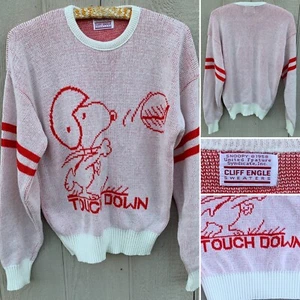 Maglione maglia vintage Snoopy Football United Feature Syndicate Cliff Engle taglia L - Foto 1 di 24