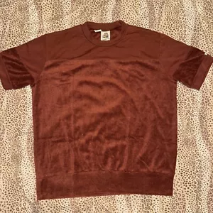 Vintage 70s MOD Velour Polo Shirt X Large Kennington Ltd California Brown 0530 - Picture 1 of 8