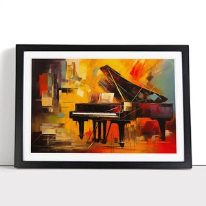Piano Contemporary Framed Canvas Wall Art Print Poster Picture, Home Decor - Picture 1 of 9