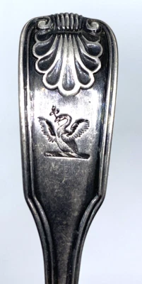 1832 William Eaton plata esterlina cresta de cisne café azúcar cuchara violín concha 5" Foto 1 de 4