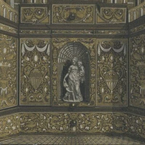 Déco Collection Spitzer Italie Cabinet Ecritoire - Lithographie originale XIXe - Picture 1 of 2