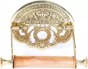 Wall Mount Toilet Paper Holder 7.25" Wide Vintage Crown Style Solid Brass Easy - Picture 1 of 12