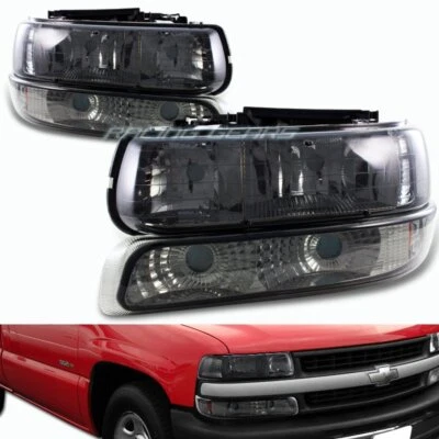 FAROS LENTES DE HUMO + LÁMPARA PARACHOQUES APTA 00-06 CHEVY TAHOE SUBURBAN 1500 2500 4 PIEZAS Foto 1 de 3