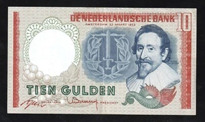 🇳🇱 NIEDERLANDE 10 Gulden 1953, RAR! Banknote P-85 *Hugo De Groot* - Bild 1 von 2