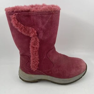 Lands End Youth Girls Cranberry Adjustable Rain Snow Winter Boots - Size 3 Youth - Picture 1 of 11