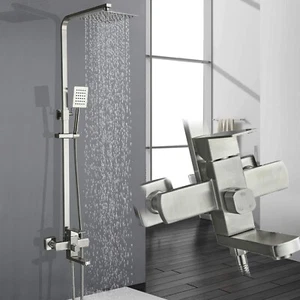 Grifo de ducha de acero inoxidable 20 cm sistema de ducha de lluvia juego ducha de mano mezclador - Imagen 1 de 14