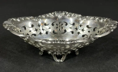 "Antiguo plato de tuerca reticulada grande GORHAM Sterling 42,9 gramos 4,75"" L" Foto 1 de 4