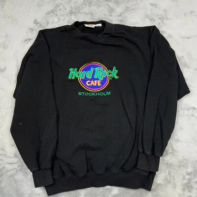 Vintage Hard Rock Sweater Large Black Stockholm Crew Neck 90's - Image 1 of 4