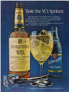VINTAGE PRINT REKLAME 1982 Seagramme V.O. Kanadischer Whiskey mit Schweppen - Bild 1 von 1