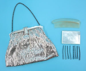 VTG Women's 30s 40s Whiting & Davis Silver Mesh Purse / Bag W/ Box 1940s - Picture 1 of 17