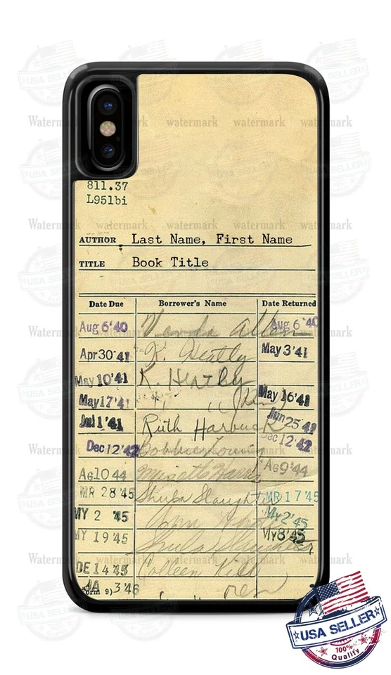  LIBRARY CARD RETRO WITH NAME AND BOOK PHONE CASE COVER FOR iPHONE SAMSUNG etc - Image 1 of 4