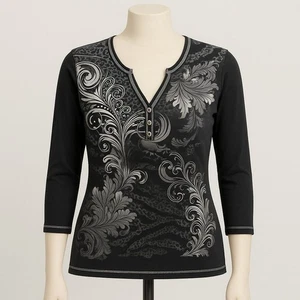 Vintage Y2K Blue Canyon Damen Top Gr. L Schwarz Grafik Biker Glam Mall Goth - Bild 1 von 7