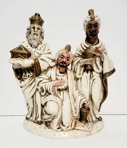 Vintage musikalische Weihnachtsfigur Krippe Weise Männer spielen wir drei Könige Japan - Bild 1 von 3