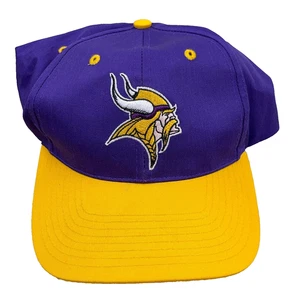 Vintage Minnesota Vikings Snapback Hat Cap Snapback Plain Logo Two Tone NFL 90s - Picture 1 of 8