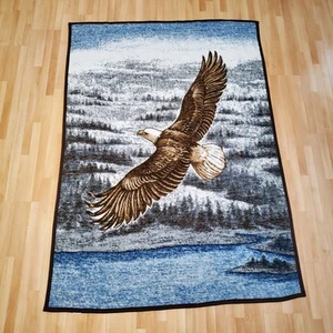 Coperta reversibile Biederlack Flying Eagle 52” X 72” Made In USA vintage - Foto 1 di 9