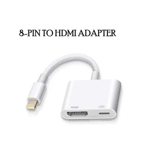 New APPLE 8 PIN TO TO HDMI DIGITAL AV TV ADAPTER CABLE IPAD IPHONE UK - Picture 1 of 5