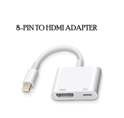 New APPLE 8 PIN TO TO HDMI DIGITAL AV TV ADAPTER CABLE IPAD IPHONE UK - Image 1 of 4