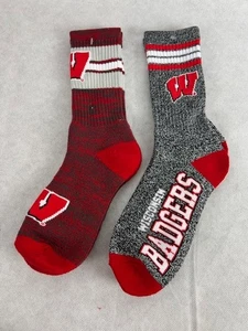 Wisconsin Badgers Football Men's Crew Large Socks 2 Pairs - Picture 1 of 2