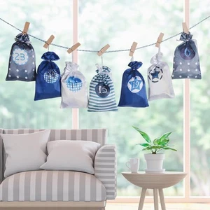 24 Pieces Hanging Xmas Advent Calendar Bag Small Gift Bags 24 Days Ornaments for - Picture 1 of 6