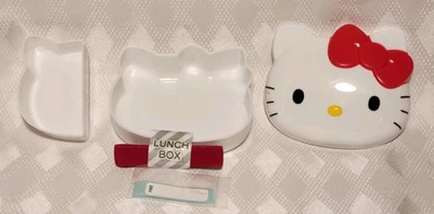 Nuevo Arco Rojo Hello Kitty Plástico 3 piezas. Fiambrera Bento con banda roja Foto 1 de 4