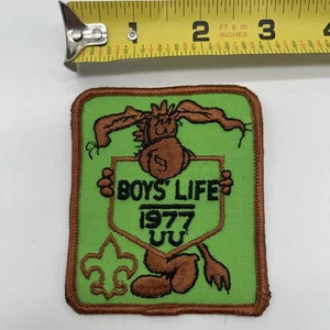 Vintage 1977 Boy Scout Boys Life Patch Boys Life 3x3.5” Rectangular Green Brown - Picture 1 of 4