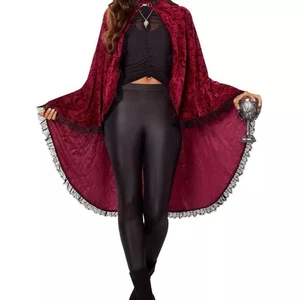 Woman’s Victorian Vampiress Burgundy Red Cape Halloween Costume Spirit One Size - Picture 1 of 4
