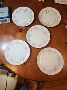 5 Platos de Cena 10.5" Noritake Arlene 5802 Floral Rosa Platino Borde - Imagen 1 de 16