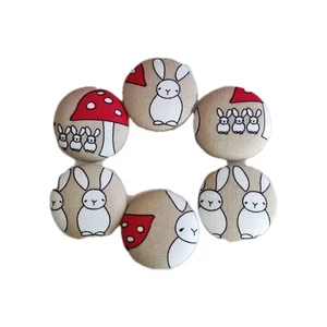 6 Large Animal Rabbits Design Fabric Covered 38mm Buttons Sewable Garment Jacket - Picture 1 of 5