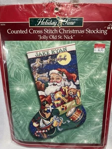 Kit de punto de cruz contado Medias de Navidad Bucilla Jolly Old St Nick 84354 - Imagen 1 de 2